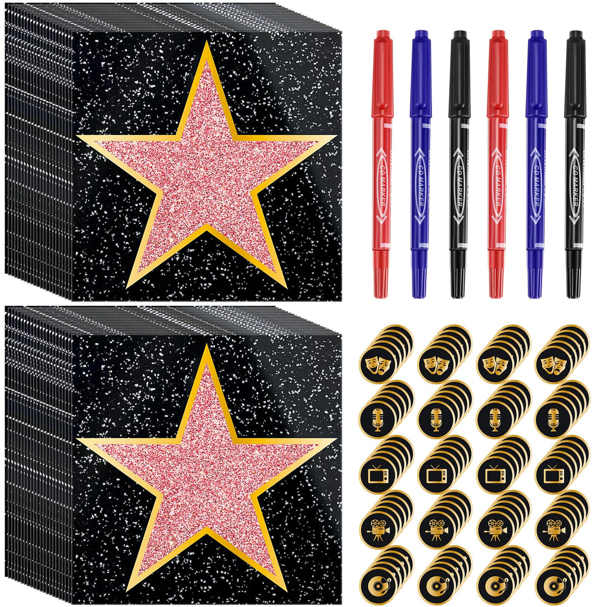Pasimy movie star stickers square 11x11 inches for bold red carpet displays.