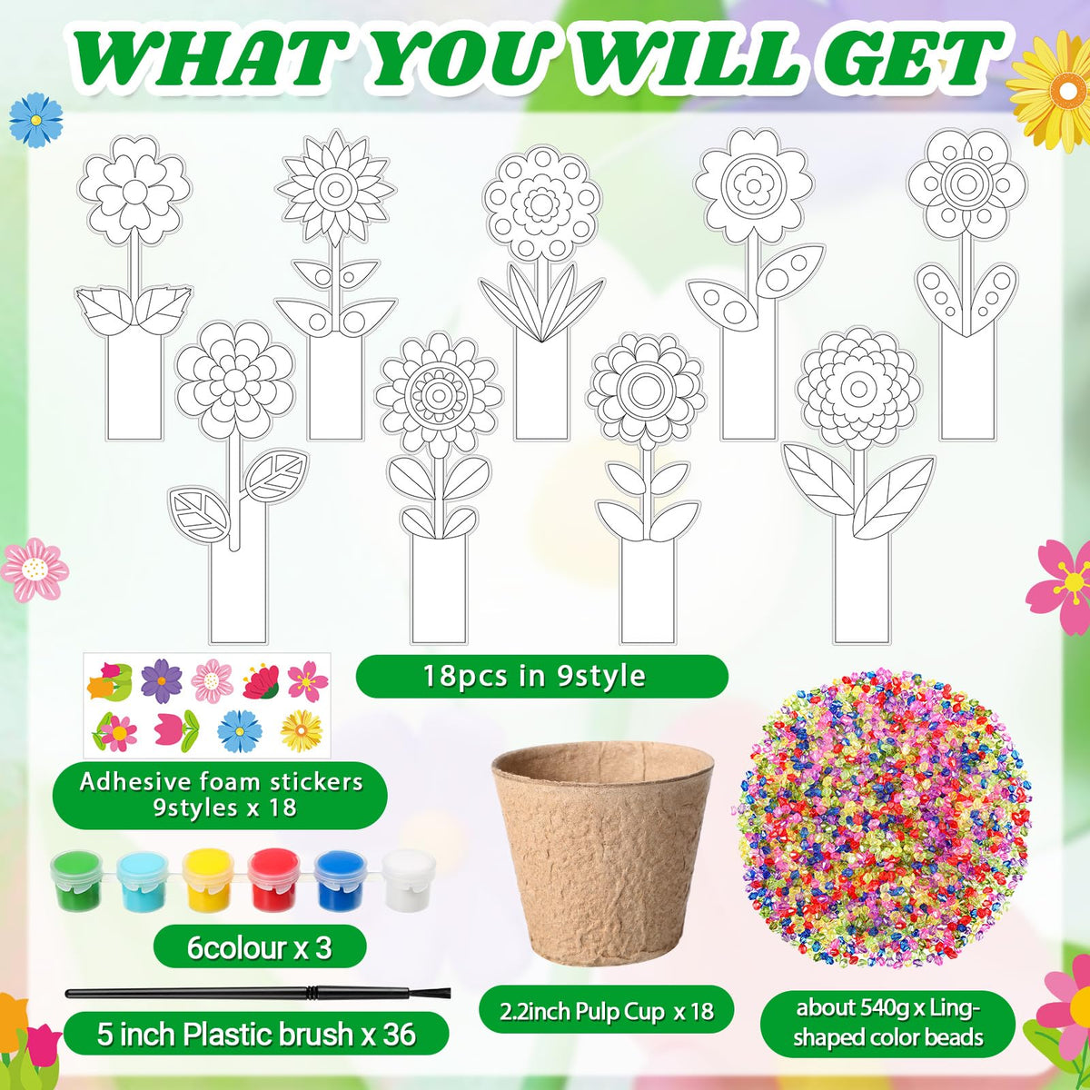 Pasimy paper flower pots with beads for easy DIY decor and keepsakes.