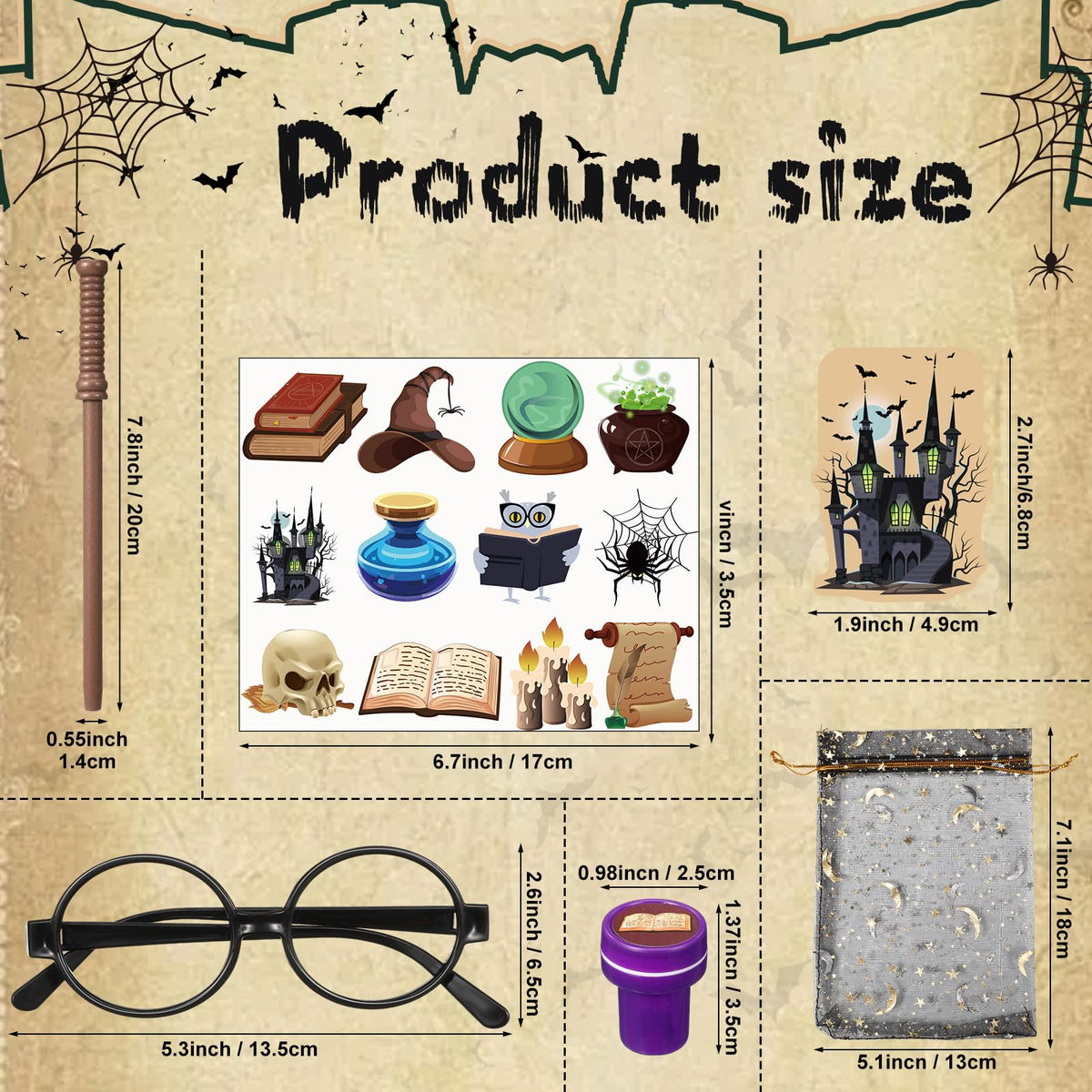 Pasimy wizard glasses frame prop for dress-up and display