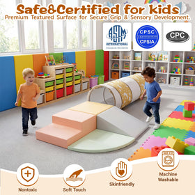 PATAZOK crawl-through tunnel complements foam blocks for imaginative obstacle courses.