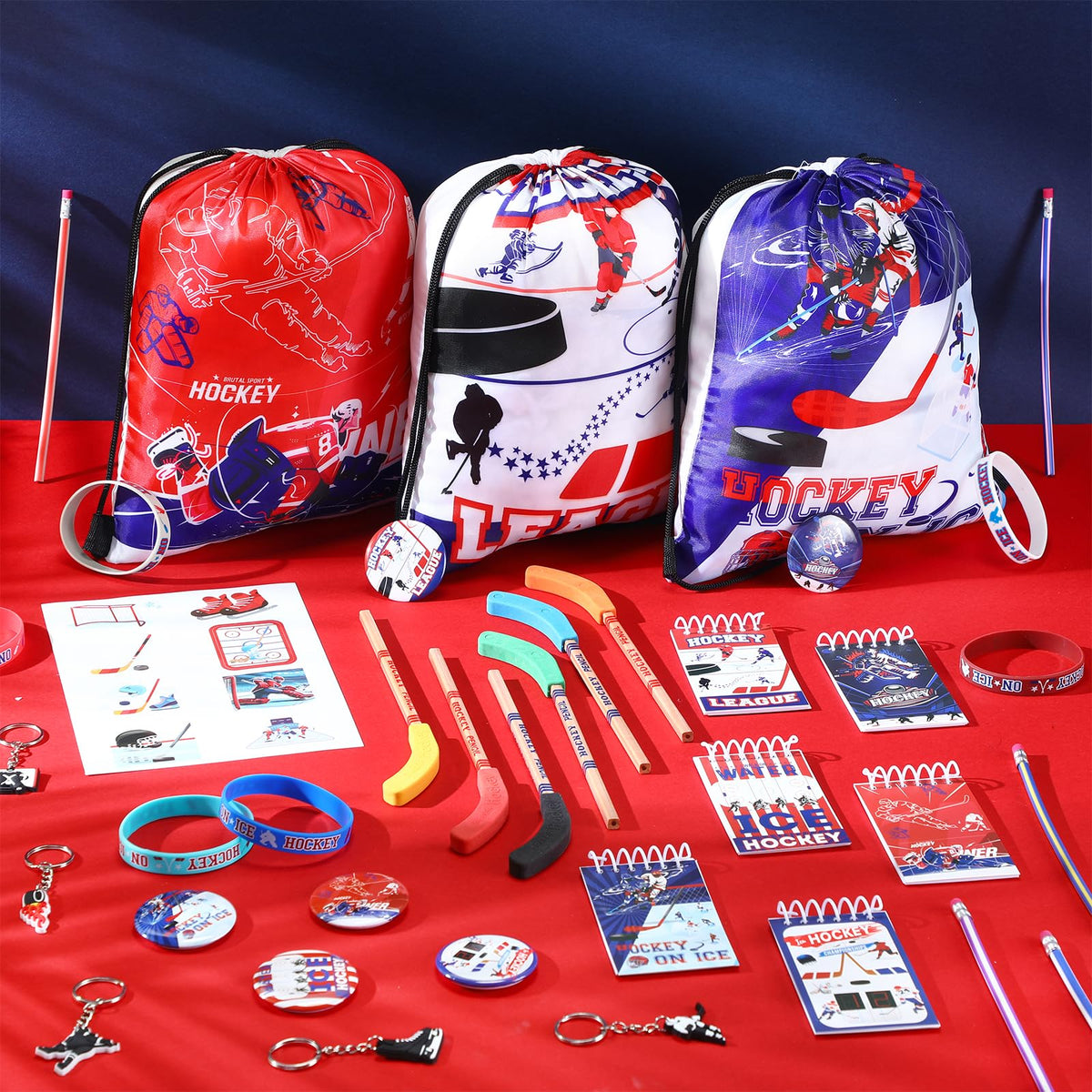 Paterr hockey bookmarks and stickers support reading and imaginative games.