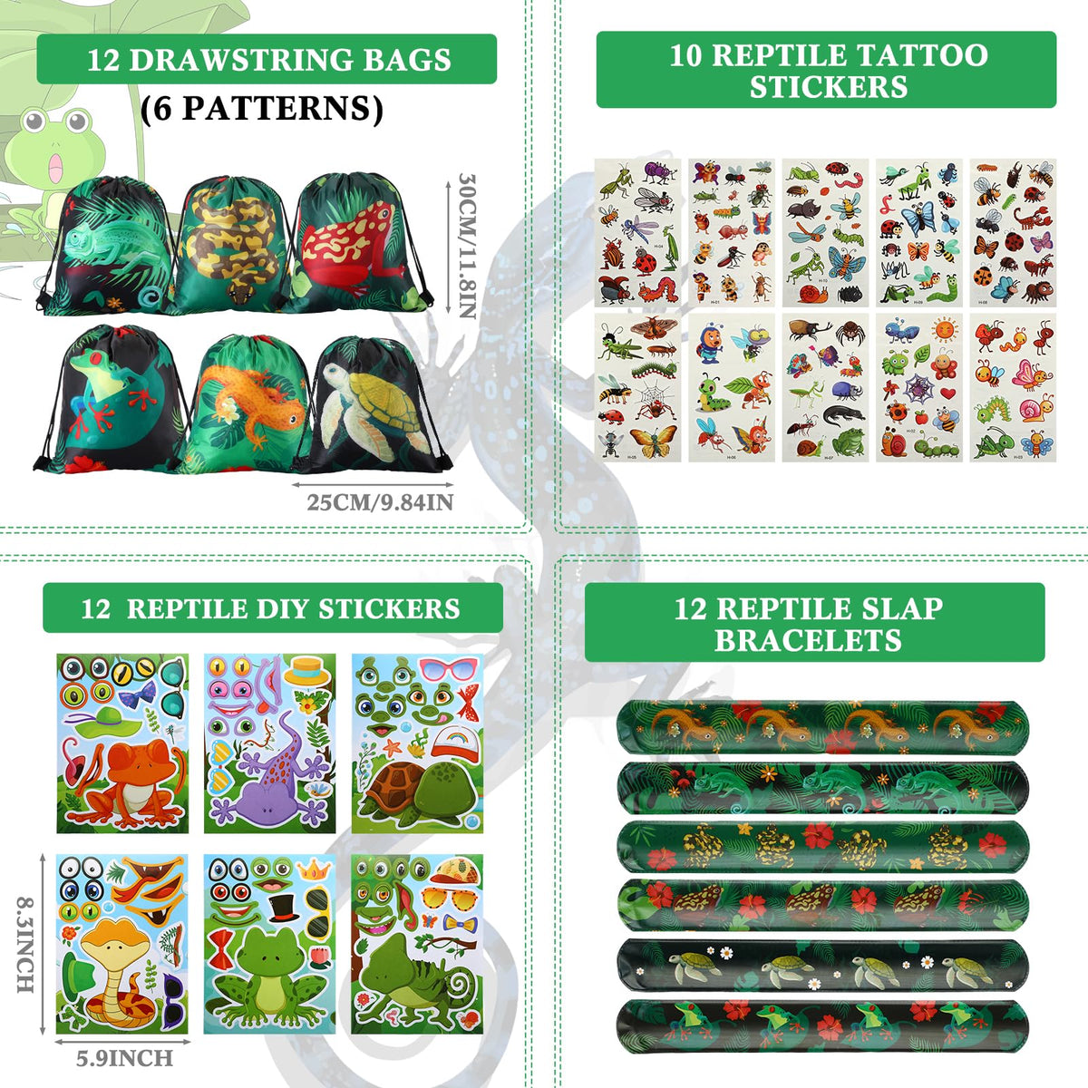 Paterr reptile badges serve as fun name tags and keepsakes.