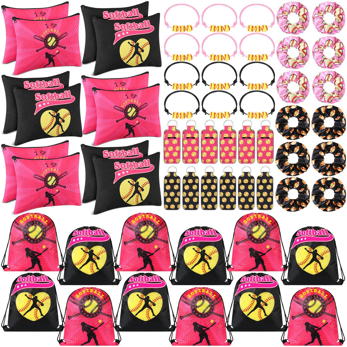 Paterr softball drawstring bag set for party favors and easy storage.