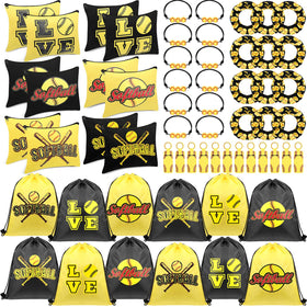 Paterr softball drawstring bags in vibrant colors, durable and easy to hand out at parties.