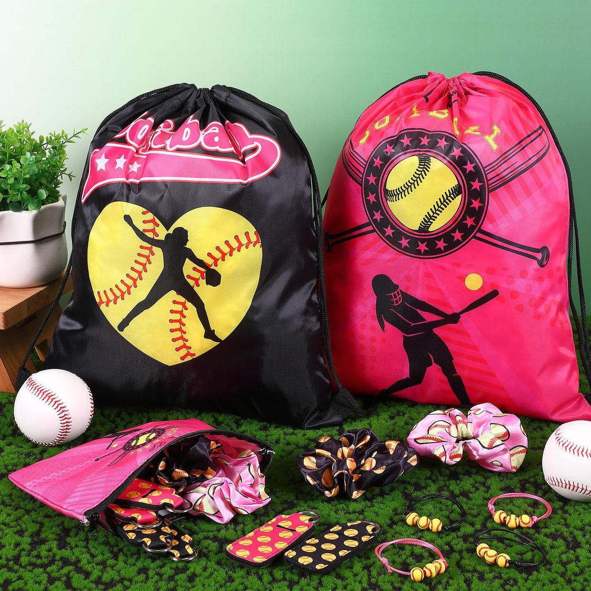 Paterr softball makeup bag set keeps essentials organized at events.