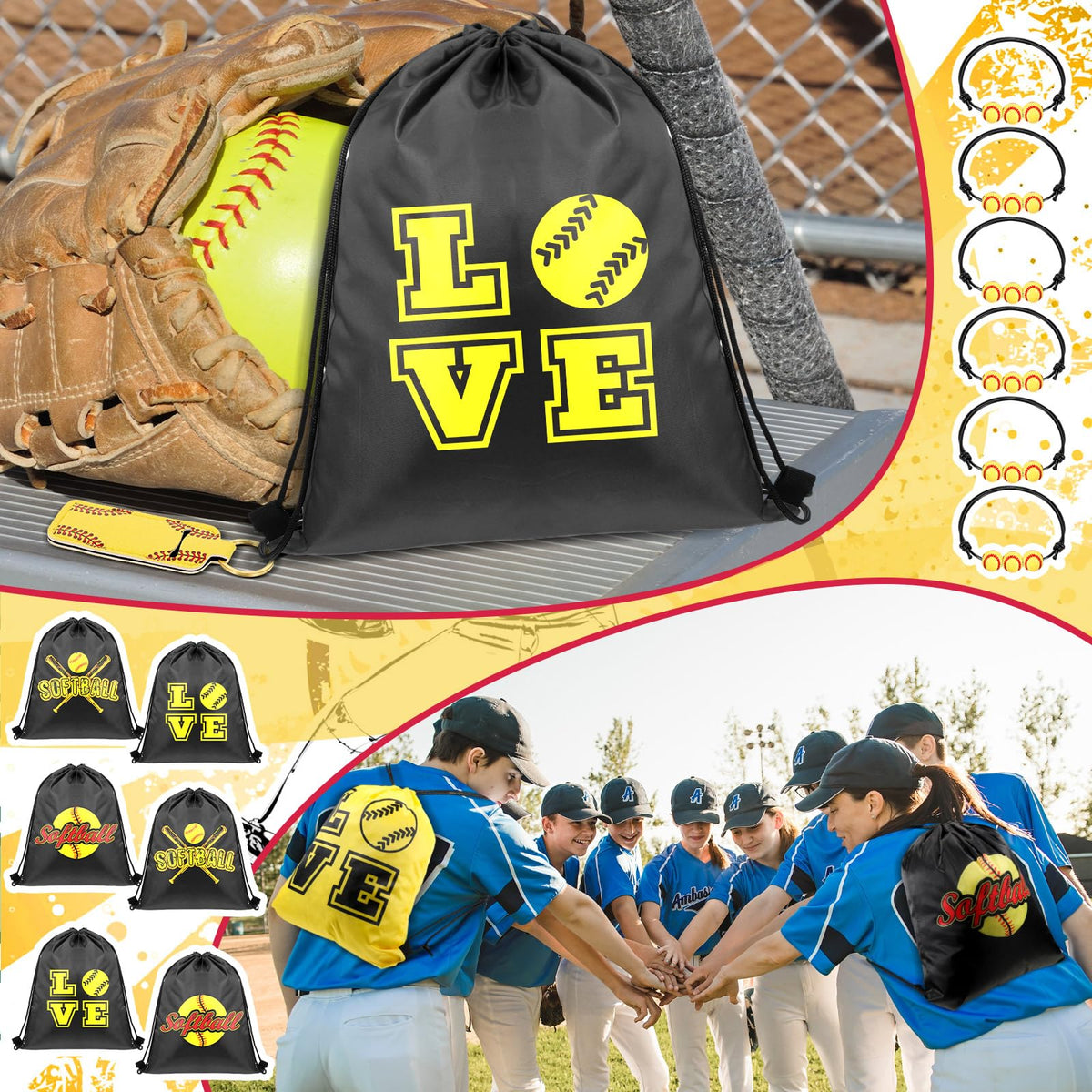 Paterr softball party scene photo shows how a complete gift set brightens celebrations.