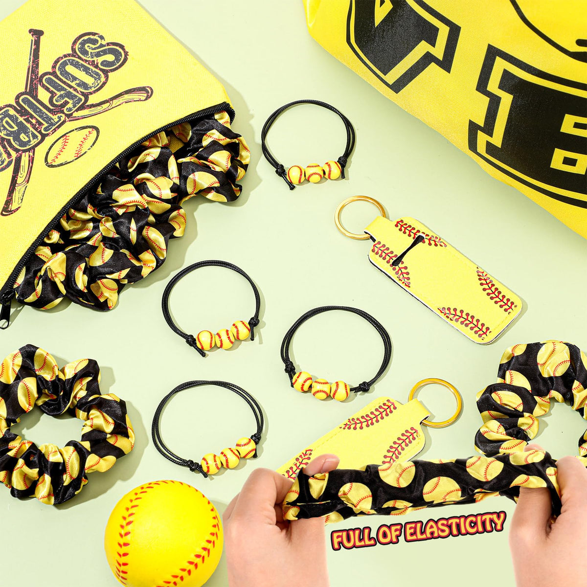 Paterr softball scrunchies add soft color and elasticity for comfortable wear during practice and events.
