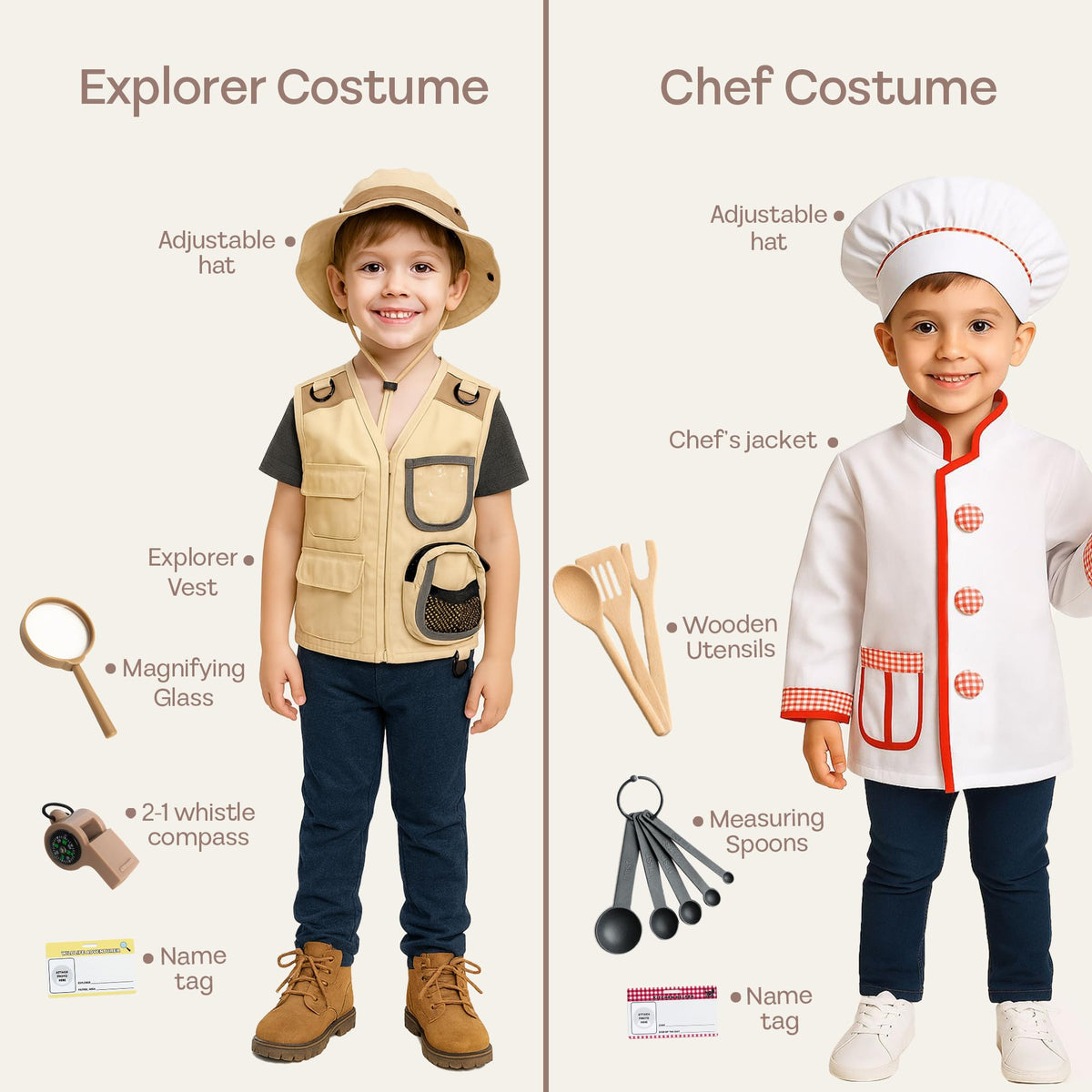 PATHFINDER PANDAS 5-in-1 explorer costume, perfect for adventurous stories at home