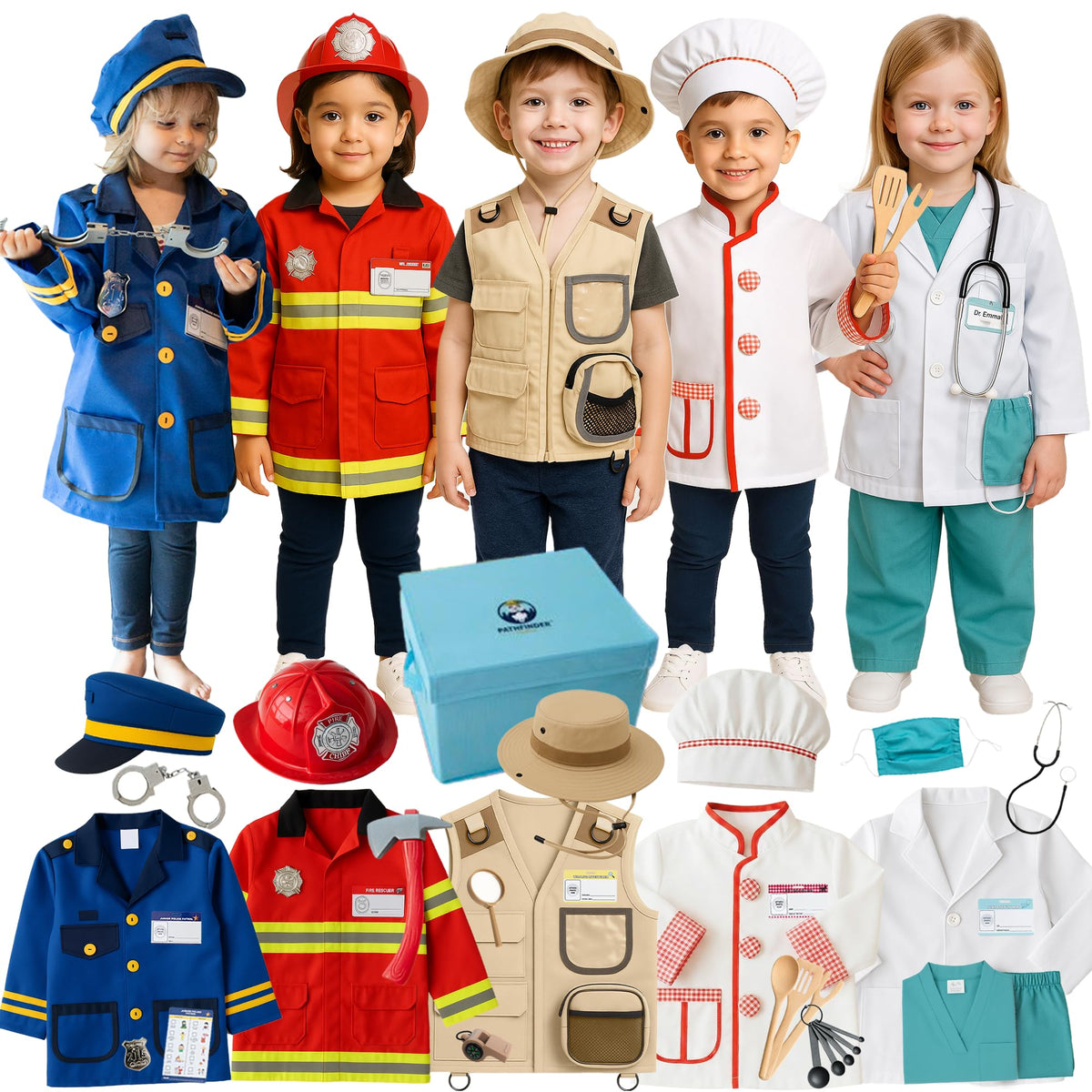 PATHFINDER PANDAS 5-in-1 police costume for kids, durable and easy to fasten with Velcro