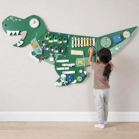 PATHFINDER PANDAS dinosaur activity wall busy board ready for easy installation and daily play.