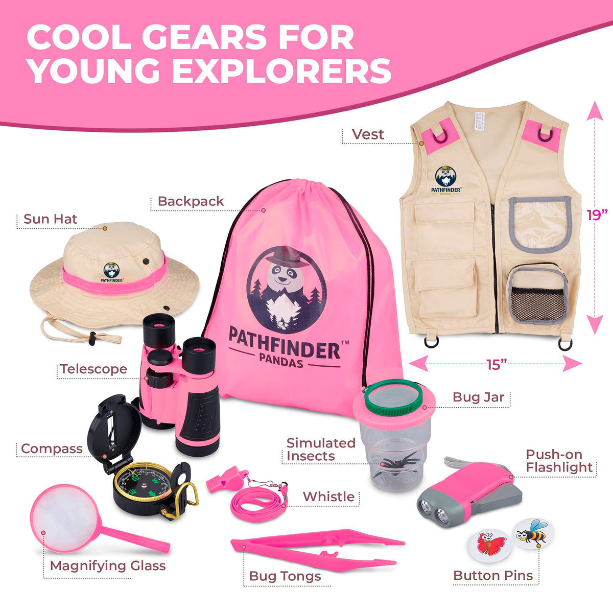 Explorer tools shown with Pathfinder Pandas kit for nature observations