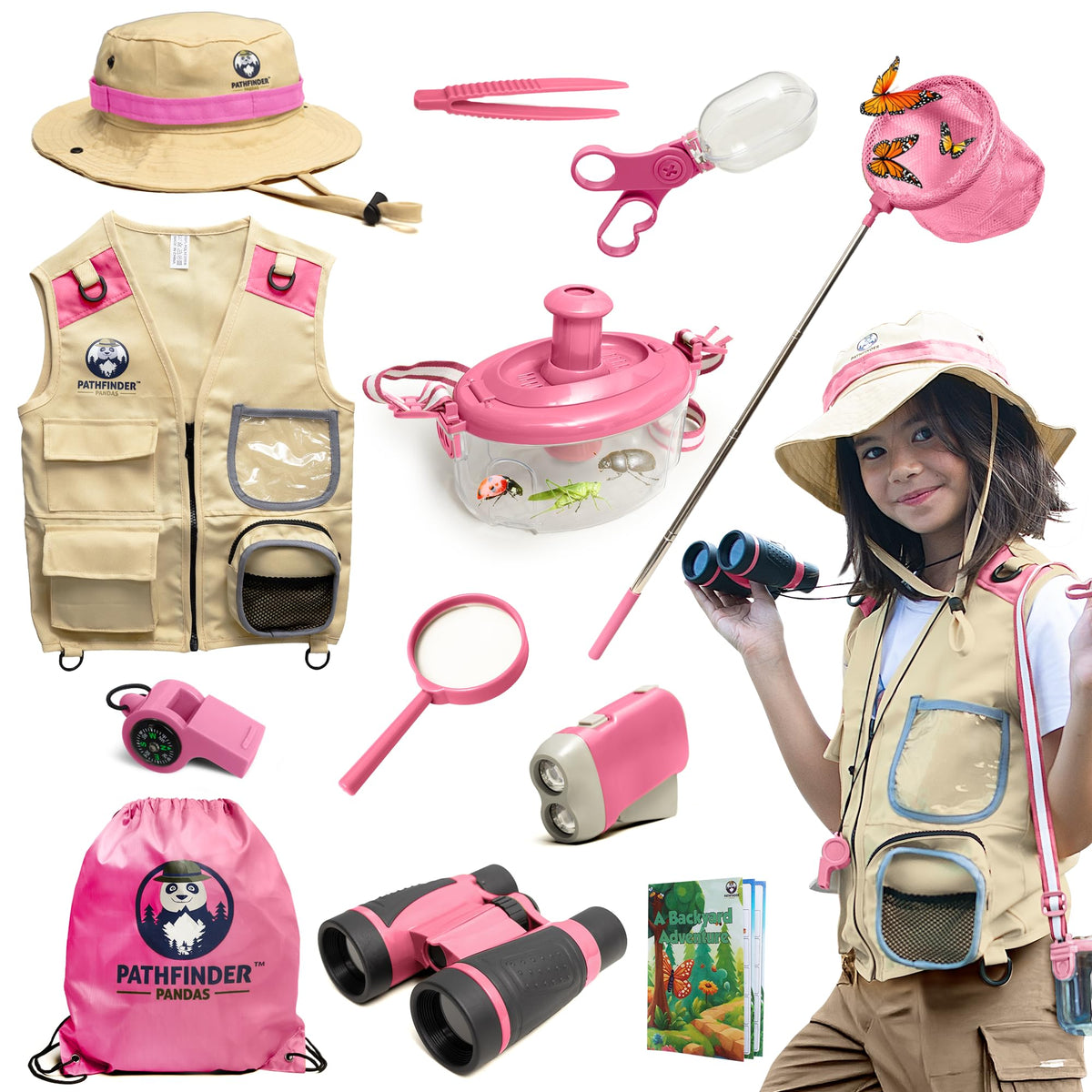 Pathfinder Pandas explorer vest ready for backyard safari adventures.