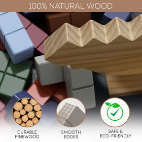 Pathfinder Pandas Tower Stack wood blocks showcase durable pinewood and natural colors.
