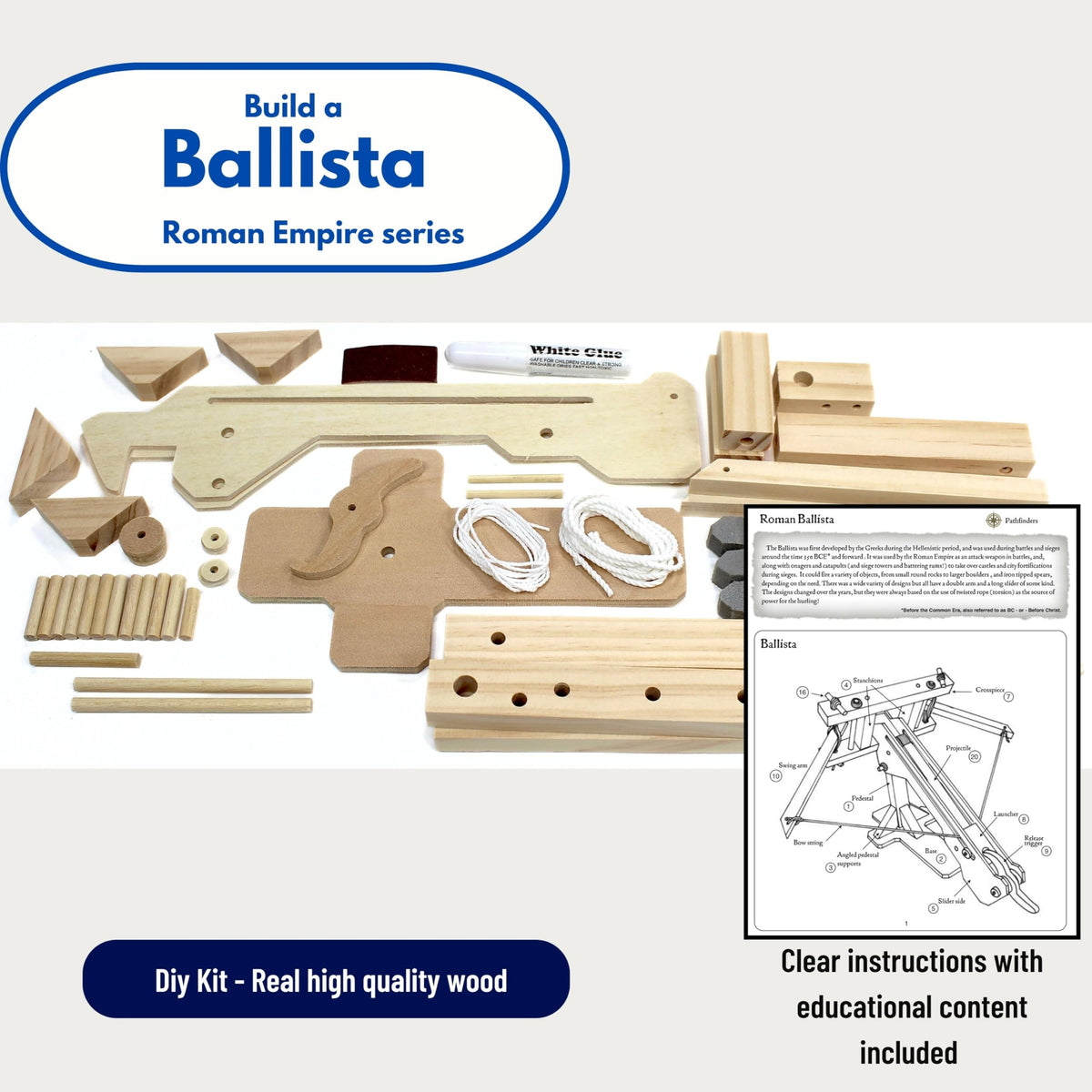 Pathfinders Roman Ballista wooden projectiles for safe, tangible testing.