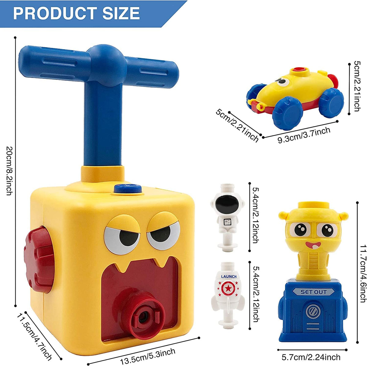 PATHOSIO PETS Balloon Powered Car Release Button shows launch action