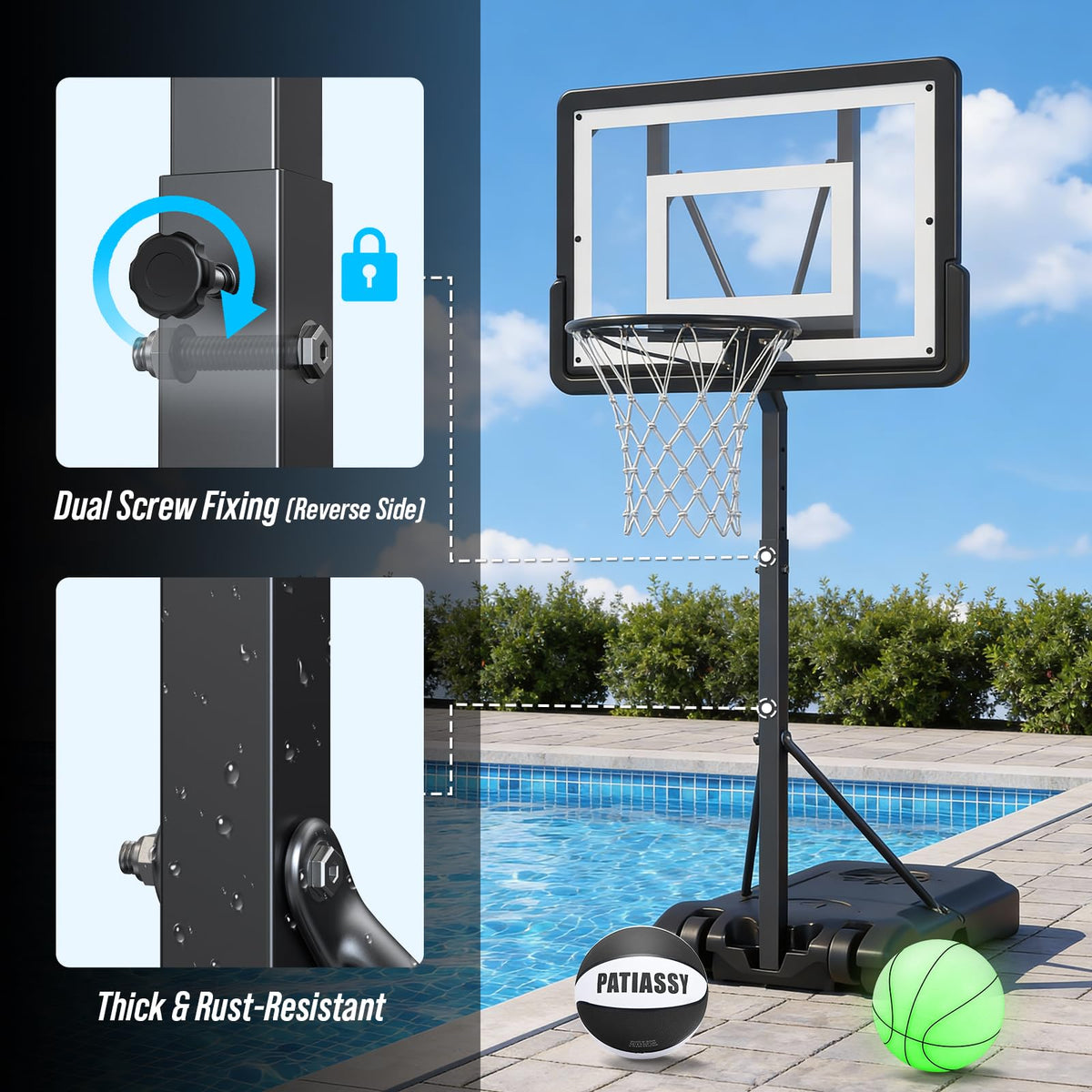 Patiassy night poolside play showcasing glow-in-the-dark setup