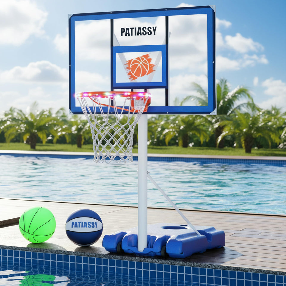 Patiassy pool hoop with 43-inch backboard for wider target and easier shots