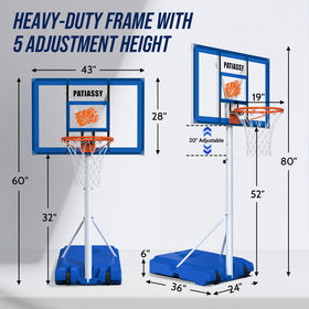 Patiassy adjustable-height hoop from 60 to 80 inches for all ages