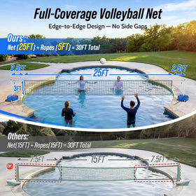 Patiassy pool volleyball net adjustable-length fitting 15–30 ft pools