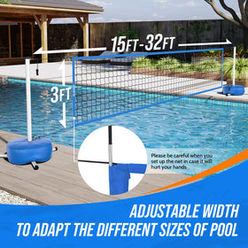 Patiassy tool-free setup allows quick pool volleyball preparation