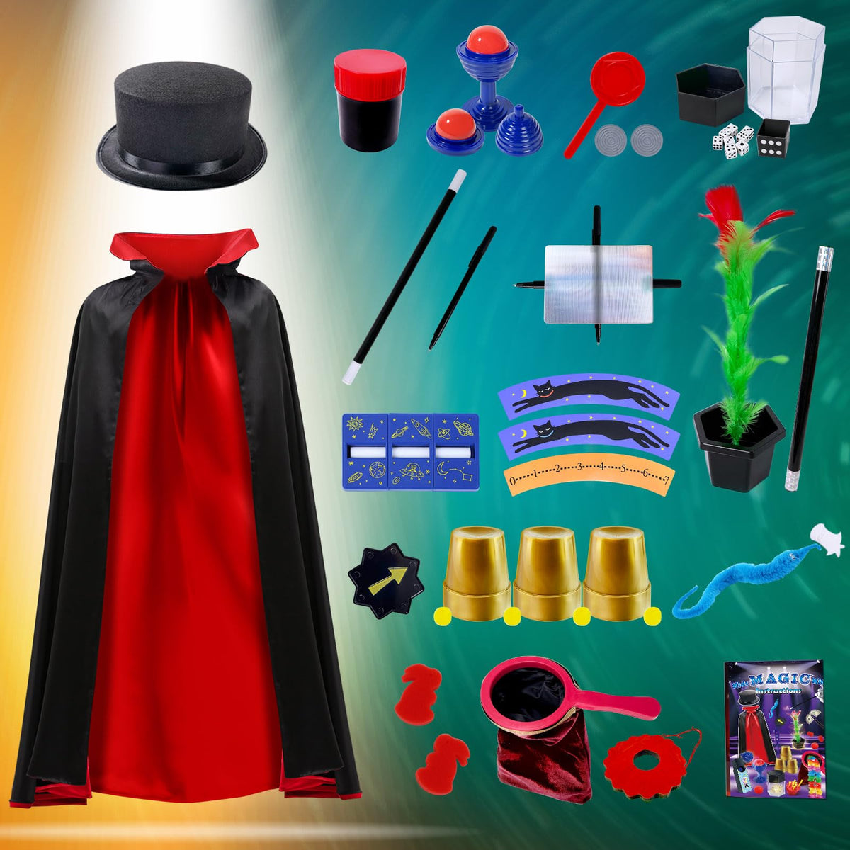 PATIFEED Kids Magic Kit tricks guide with illustrated steps for confident stage moments