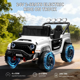 Patikuin 24V two-seater ride-on car interior with safety belt.