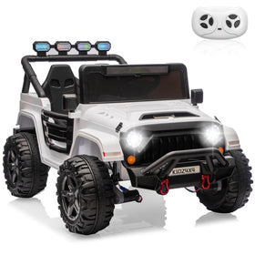 Patikuin 24V two-seater ride-on car side view shows spacious bench seat.