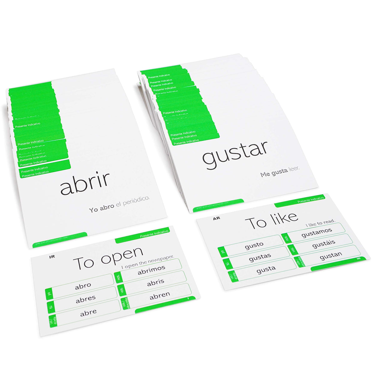 Pat's Flash Cards back view with English translations for context.