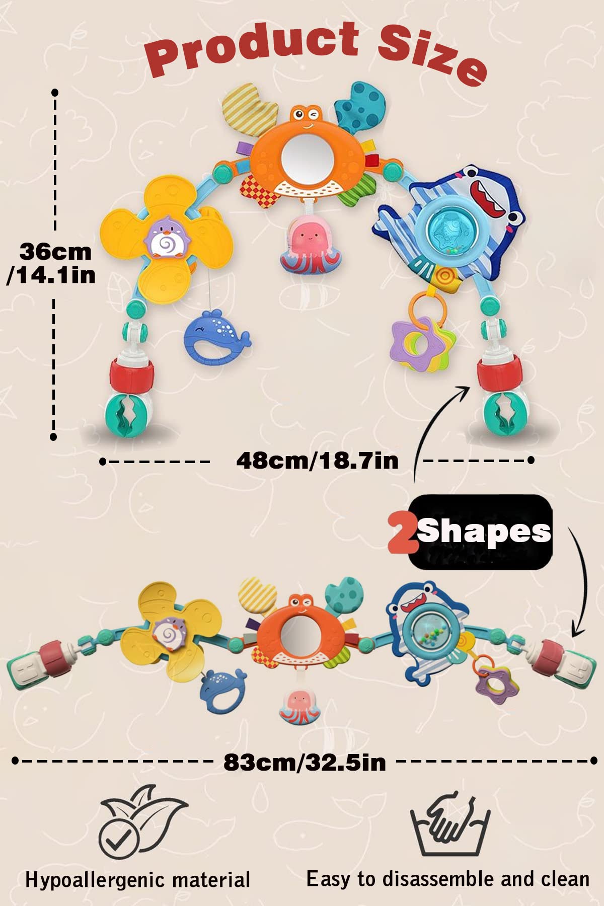 Pau1Hami1ton crab arch toy with rustling legs and mirror belly attracts attention