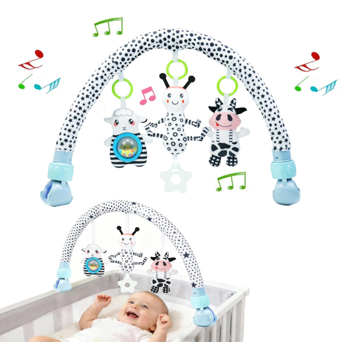 Pau1Hami1ton arch toy with bell engages baby's senses during strolls