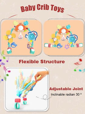 Pau1Hami1ton shark rattle arch toy with colorful rotating ball