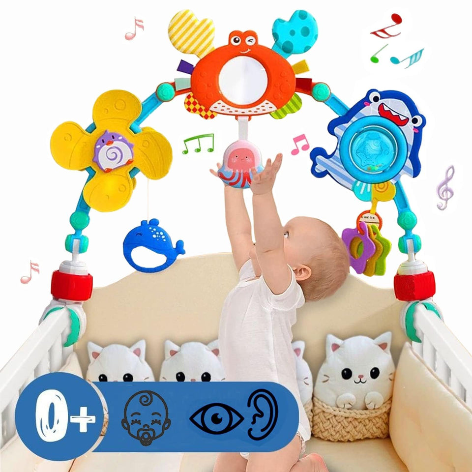 Pau1Hami1ton baby arch toy with penguin windmill to boost visual tracking