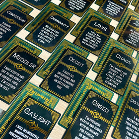 Pauseology True Intentions closeup of card faces showing motifs and motives.
