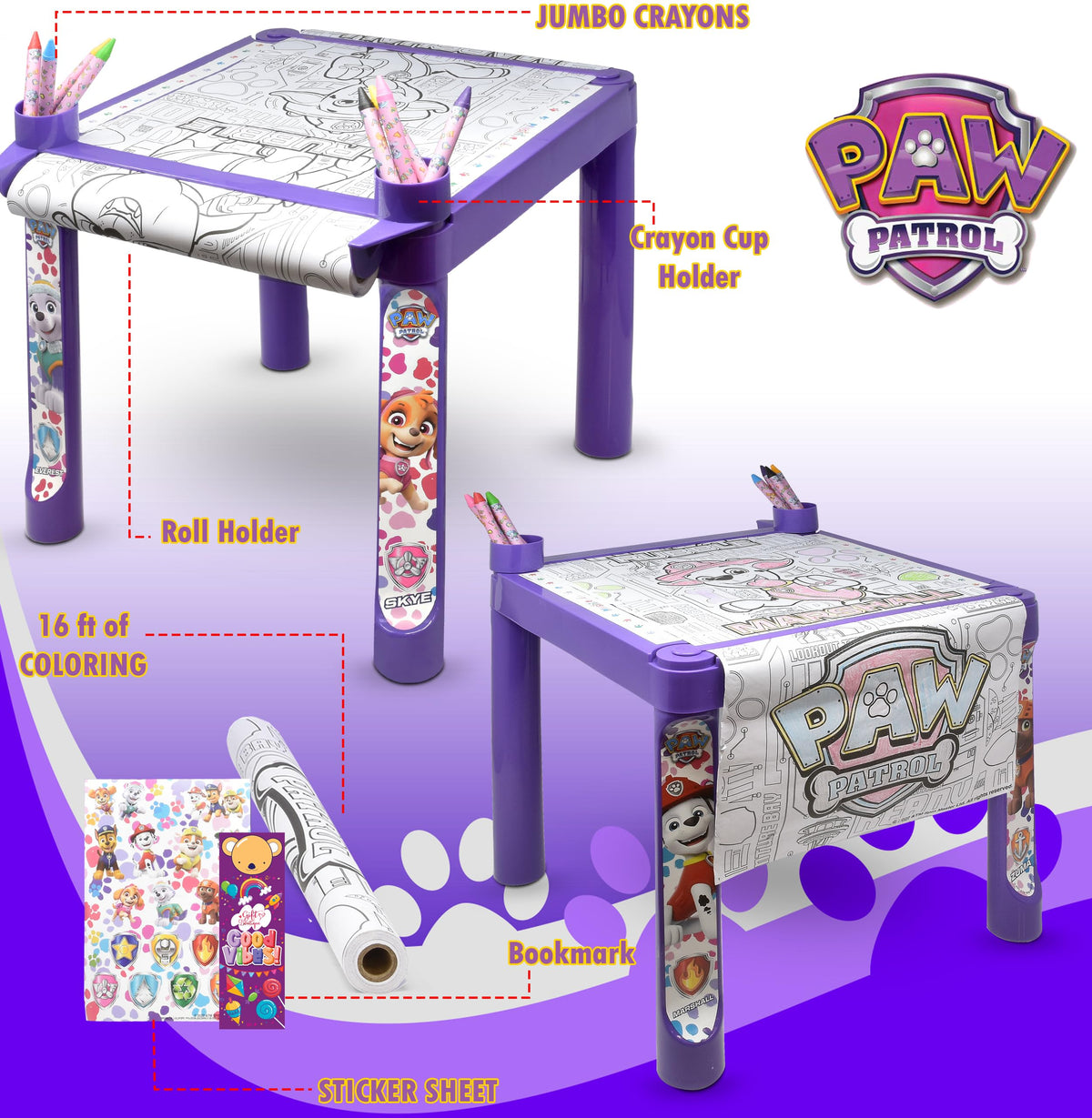 Paw Patrol 16ft art paper roll supports long, multi page creative projects