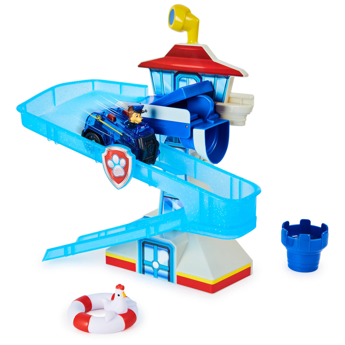 Paw Patrol Adventure Bay Bath Playset wall-mounted tower for bath-time rescues