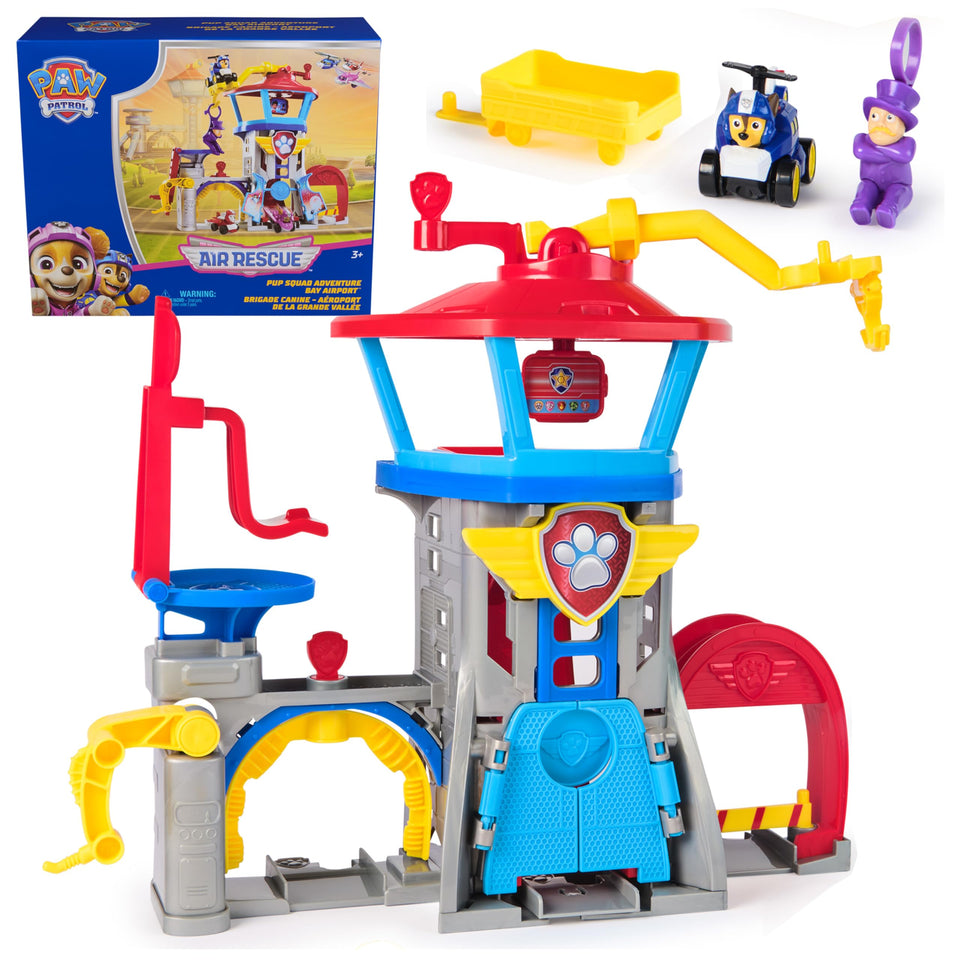 PAW Patrol Air Rescue Airport playset with Chase boosts imaginative play and coordination.