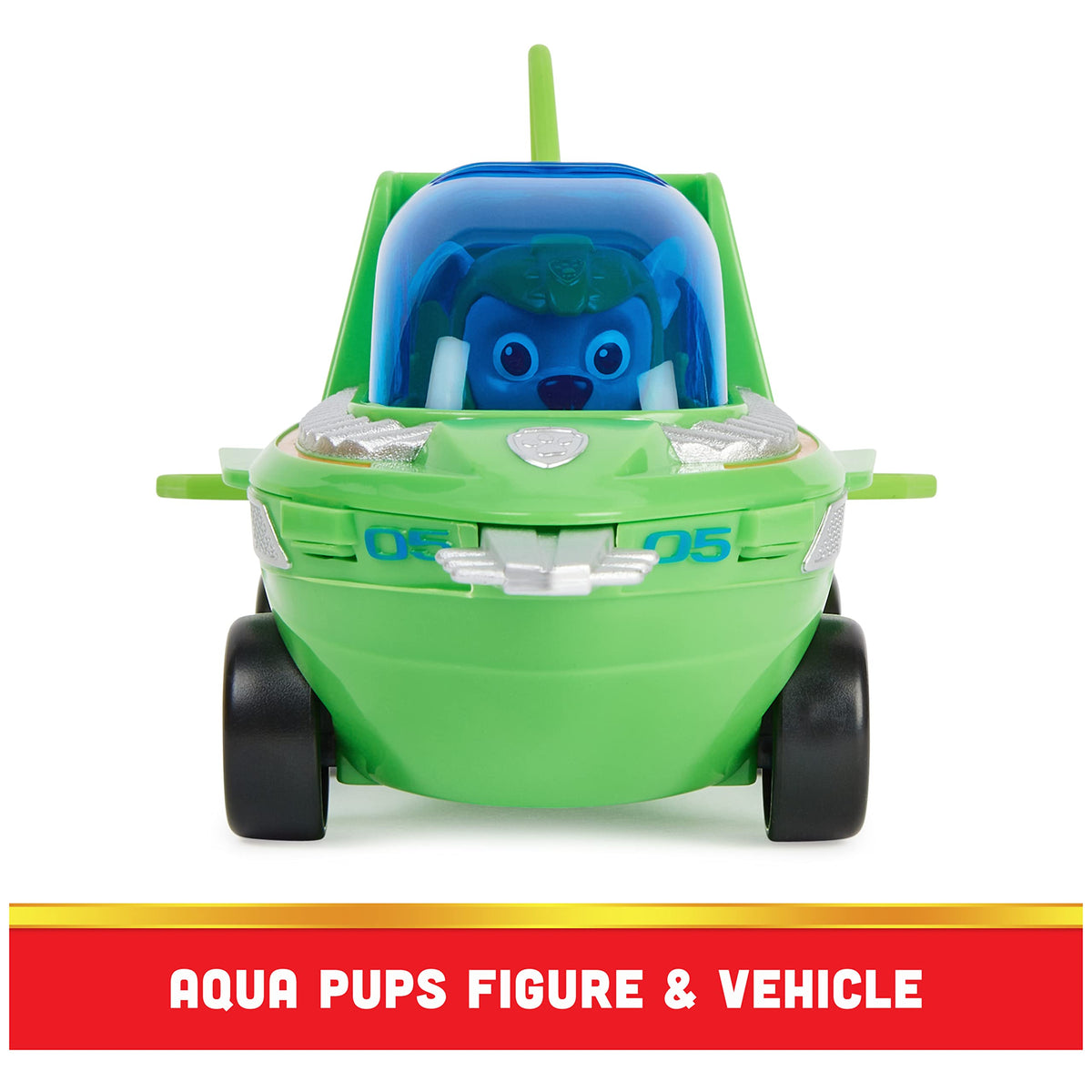 Paw Patrol Aqua Pups cockpit and canopy provide pretend navigation during missions.