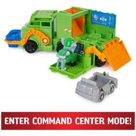 Paw Patrol big rig cab roof lift reveals Rocky for play.