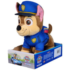 Gift-ready Paw Patrol Chase plush for birthdays or holidays.