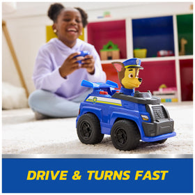 Paw Patrol Chase RC Action Cruiser LED lights in motion for thrilling night play.