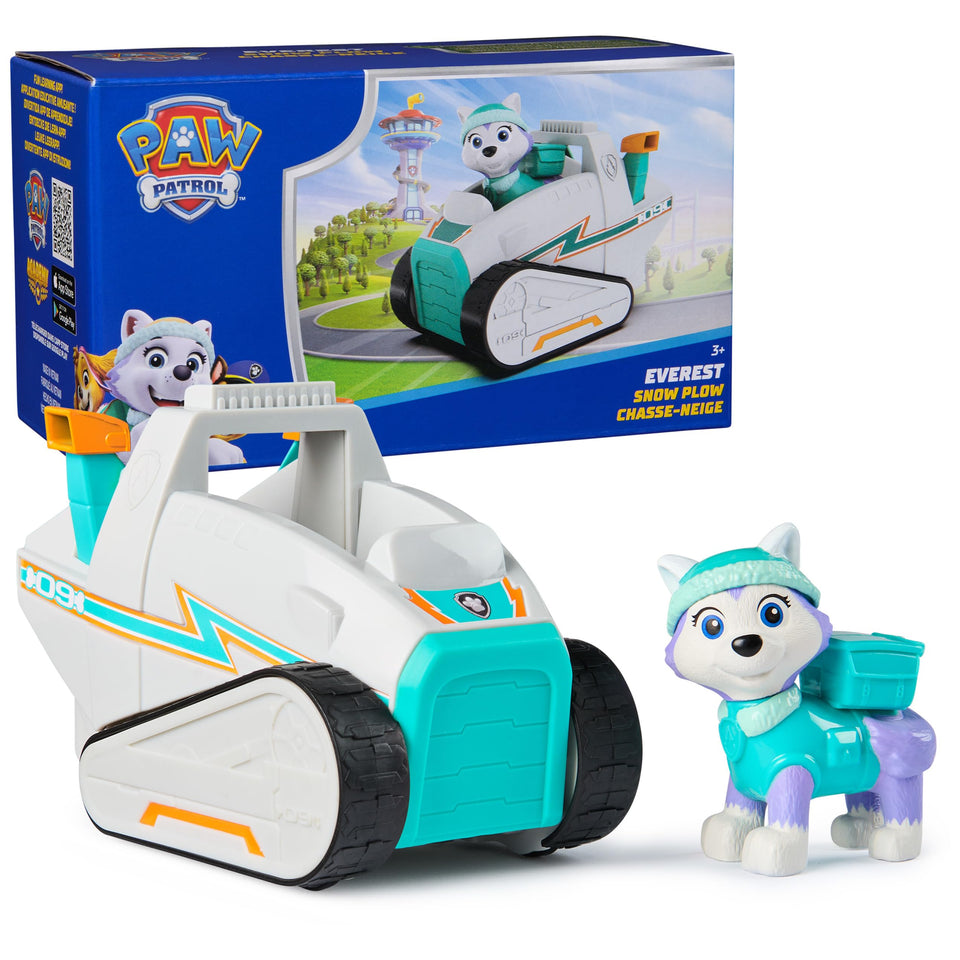 PAW Patrol Everest snow plow vehicle in action for imaginative rescue play.