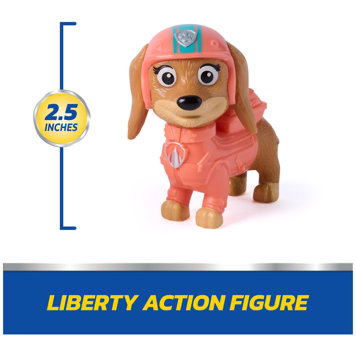 Paw Patrol Liberty set includes vehicle and figure for quick setup.