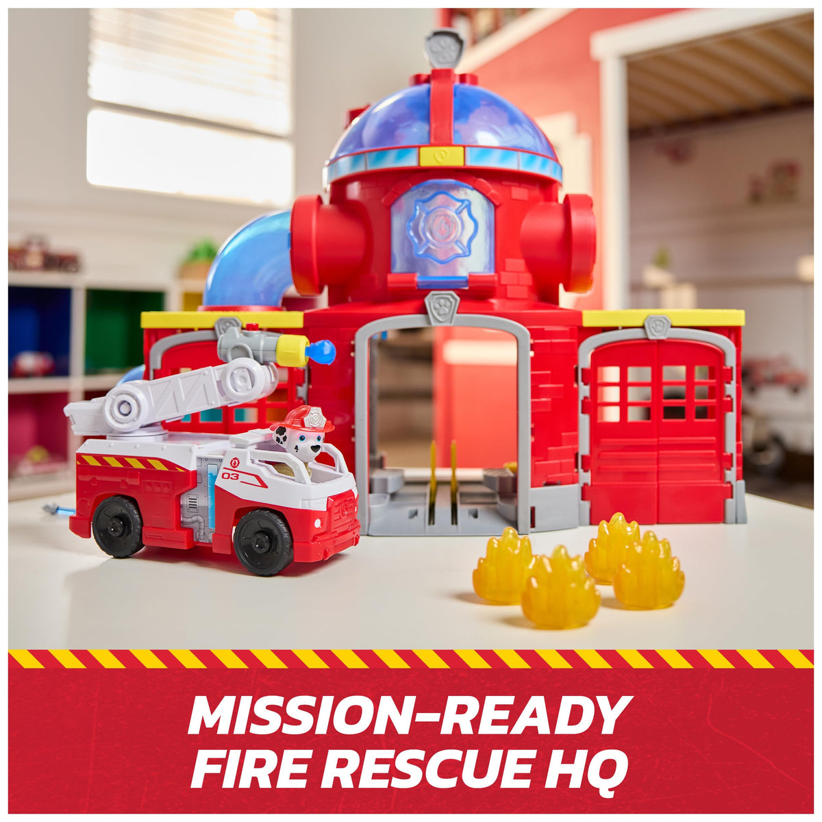 Paw Patrol Fire Rescue Command Center with rescue fire truck for action-packed missions.