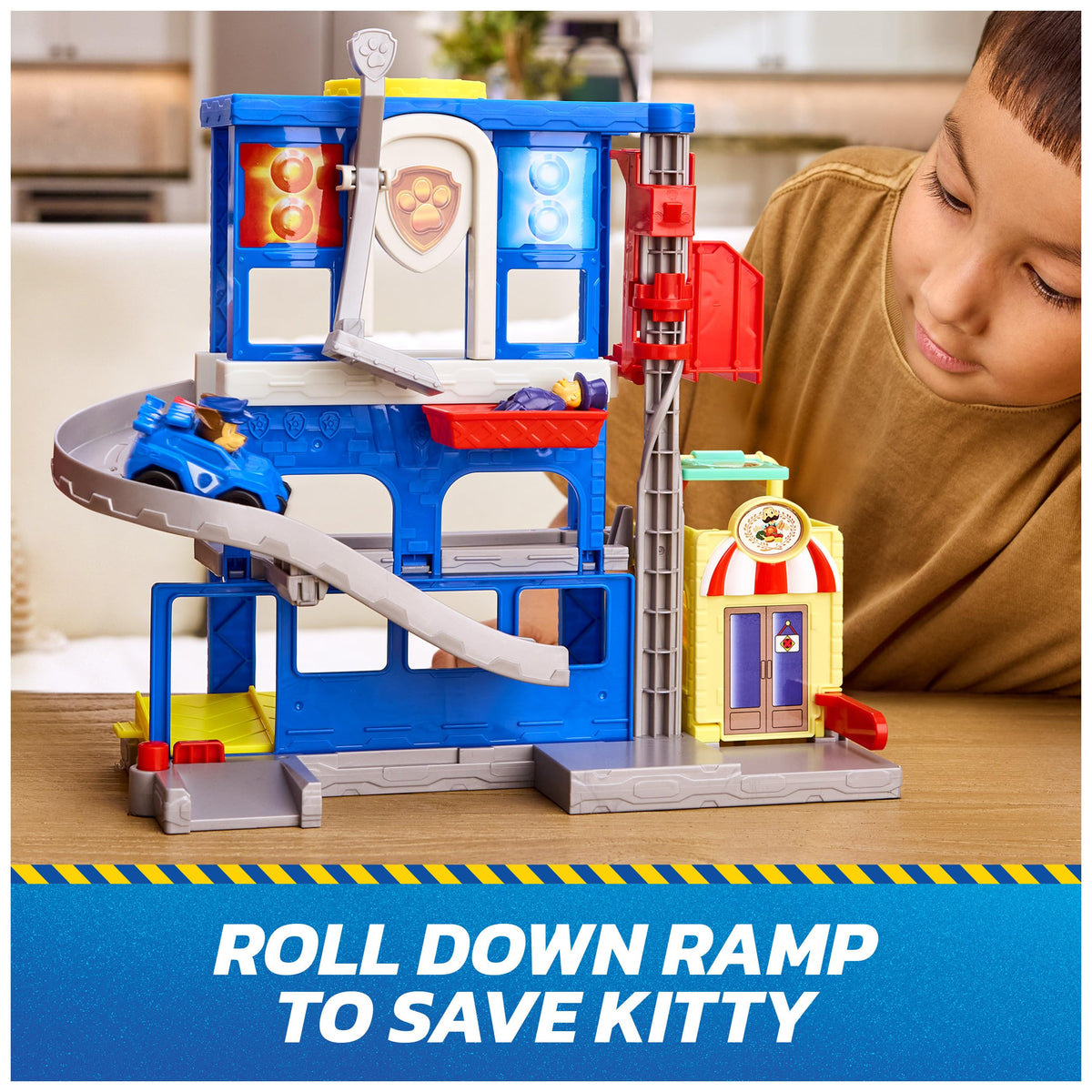 PAW Patrol launcher launches Chase into action during pretend missions.