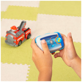 In-action Marshall RC Fire Truck for responsive steering play.