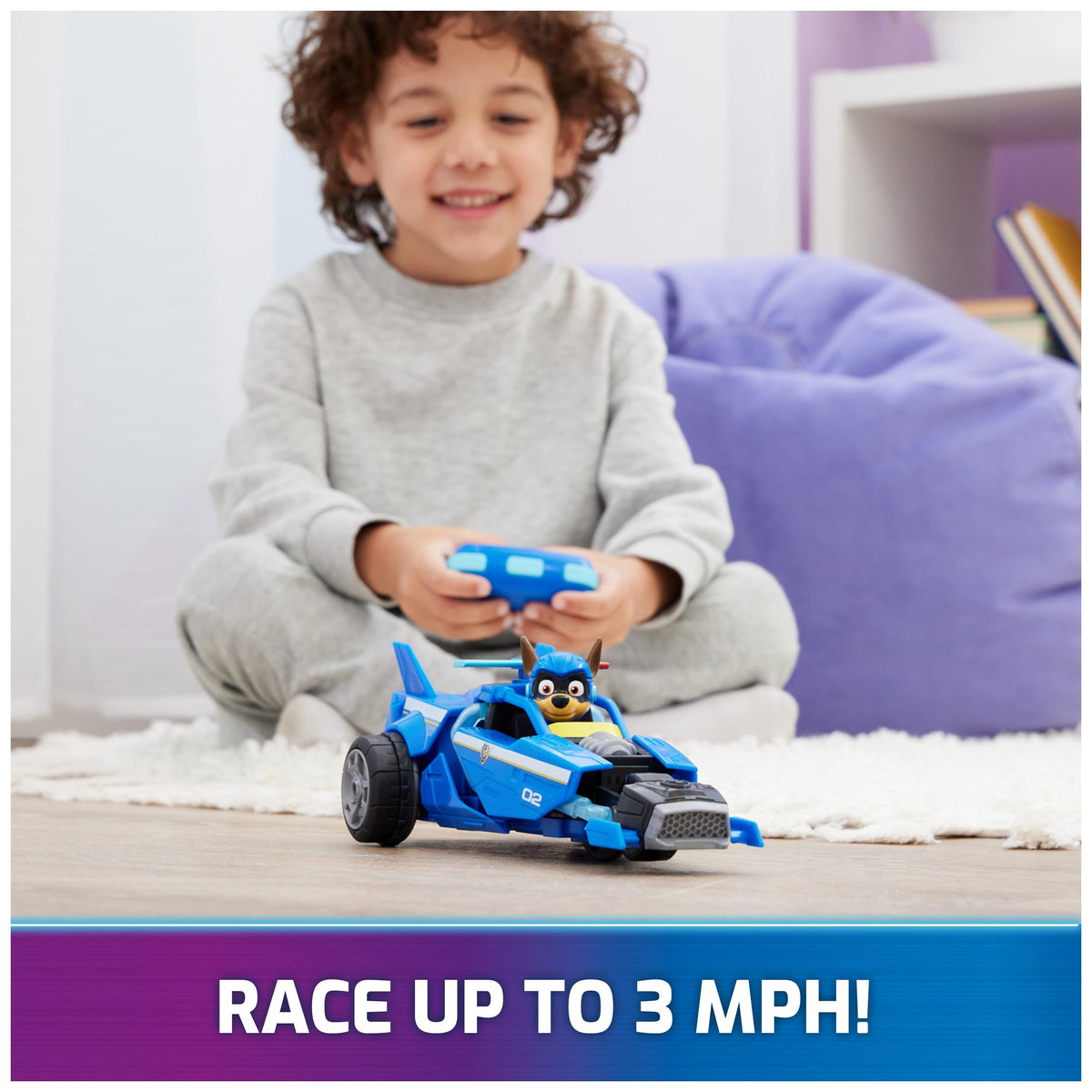 PAW Patrol Mighty Movie RC Car emblem close up showing authentic branding