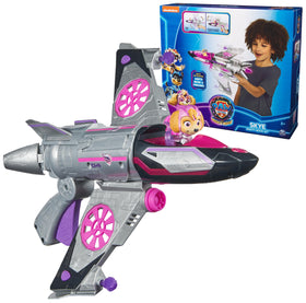 Paw Patrol Mighty Movie rescue jet cockpit lights up during play.