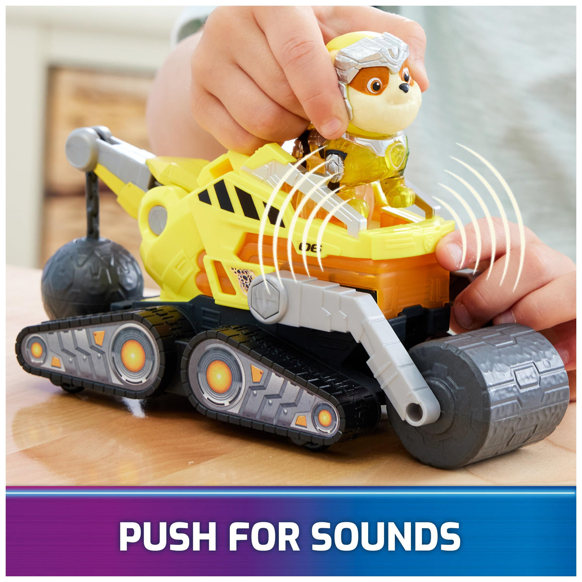 Paw Patrol Mighty Movie vehicle with synced sounds for authentic rescues.
