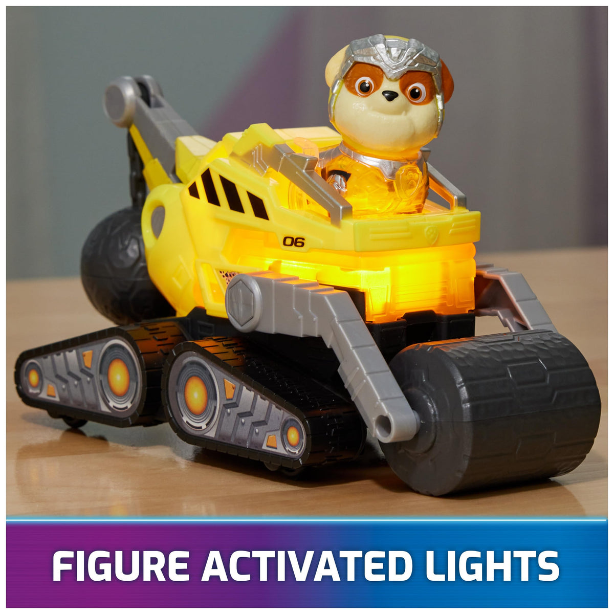 Paw Patrol Rubble Mighty Movie action figure ready for adventures.