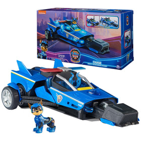 Paw Patrol Mighty Transforming Cruiser front view with Chase, ideal for imaginative rescue play
